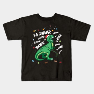 Fa Rawr Dinosaur Rex Crashing Christmas Funny Kids T-Shirt